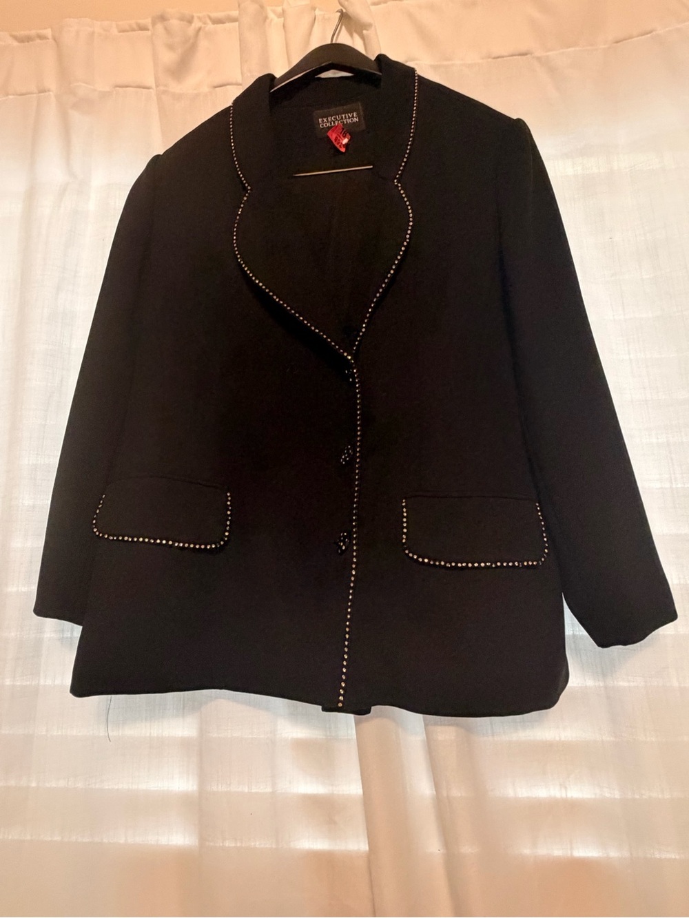 Executive Collection Black Rhinestone Accented Blazer Jacket